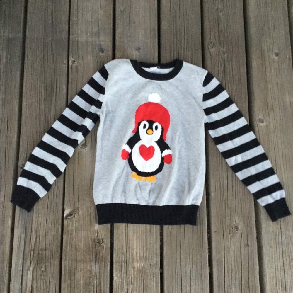 🔸 HEATHER GRAY SNOW WINTER PENGUIN SWEATER